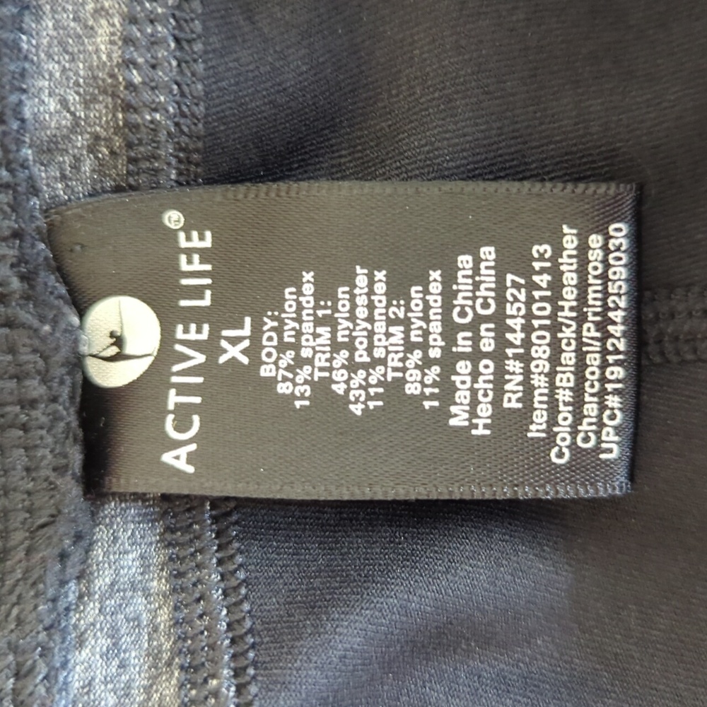 Active Life Workout Mesh Athletic Capri Leggings XL Black Charcoal - Picture 2 of 12